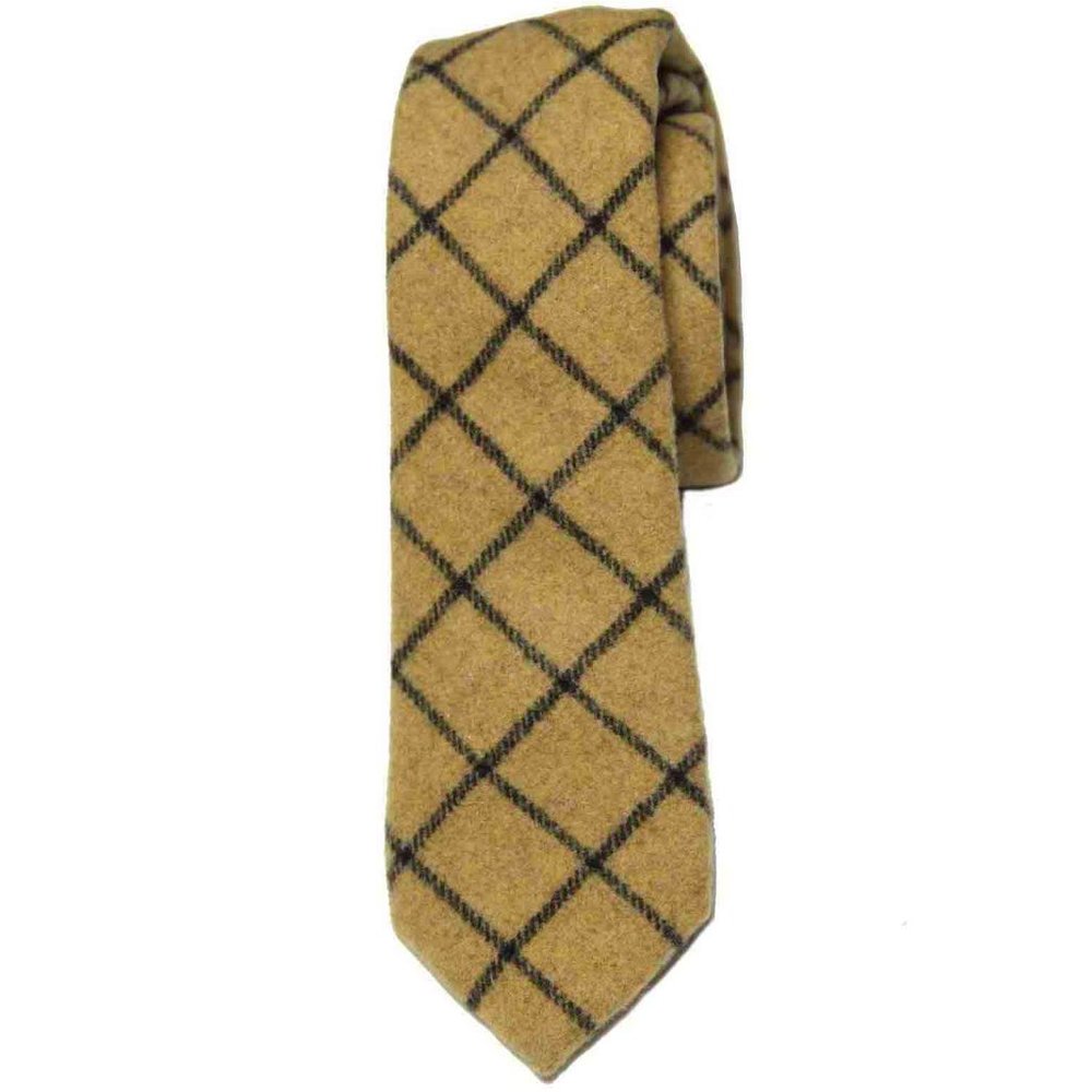 Gascoigne Wool Blend Tie Tan Gray Men's Long